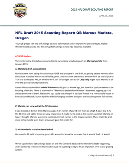 NFL Draft 2015 Scouting Report: QB Marcus Mariota, Oregon