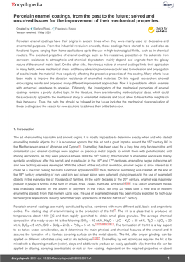 Porcelain Enamel Coatings, from the Past to the Future: Solved and Unsolved Issues for the Improvement of Their Mechanical Properties