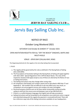 JERVIS BAY SAILING CLUB Inc