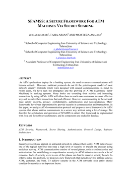 Sfamss: Asecure Framework for Atm Machines Via Secret Sharing