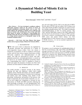 A Dynamical Model of Mitotic Exit in Budding Yeast