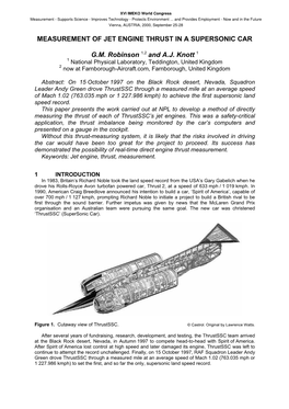 Measurement of Jet Engine Thrust in a Supersonic Car