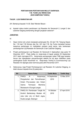 TAJUK : LOJI RAWATAN AIR 241.Bertanya Kepada Y