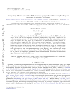 Arxiv:1907.12580V3 [Astro-Ph.SR] 5 Sep 2019 the Role of Magnetic Activity on Planetary Habitability Is a Currently Actively Studied ﬁeld of Research (See Scalo Et Al