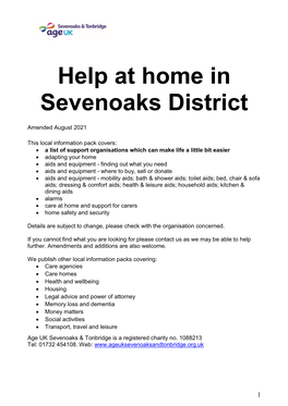 Help at Home in Sevenoaks District