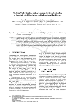 Machine Understanding and Avoidance of Misunderstanding in Agent-Directed Simulation and in Emotional Intelligence