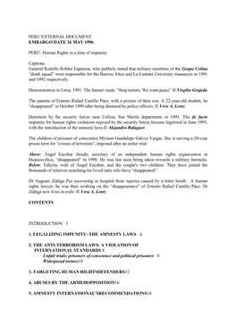 Peru External Document Embargo Date 16 May 1996