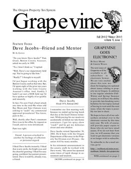 Grapevine Newsletter for Winter 2003