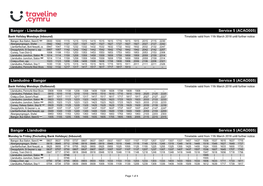 Traveline Cymru A4 Landscape Timetable