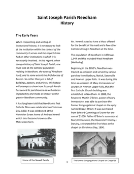 Saint Joseph Parish Needham History