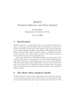 DRAFT Statistical Inference and Meta-Analysis