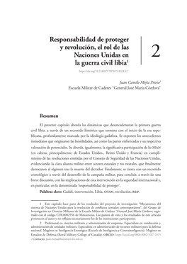 Responsabilidad De Proteger Y Revolución, El Rol De Las Naciones Unidas En La Guerra Civil Libia1 2