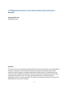 A Teebagrifood Analysis of the Malawi Maize Agri-Food System March 2019