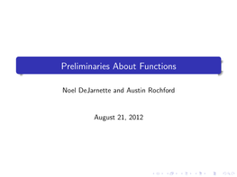 Preliminaries About Functions