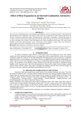 Effect of Heat Expansion in an Internal Combustion Automotive Engine