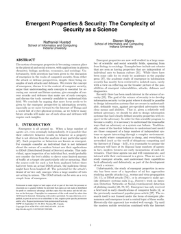 Emergent Properties & Security