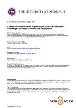 Lifestyle Intervention for Improving School Achievement in Overweight Or Obese Children and Adolescents