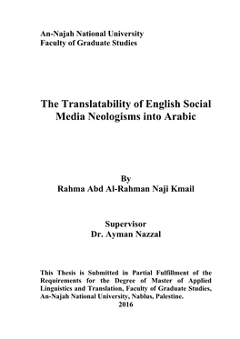 The Translatability of English Social Media Neologisms Into Arabic