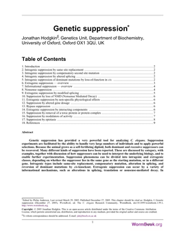 Genetic Suppression* §