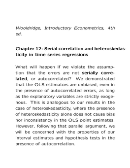 Serial Correlation and Heteroskedas- Ticity in Time Series Regressions