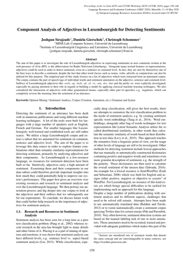 Component Analysis of Adjectives in Luxembourgish for Detecting Sentiments