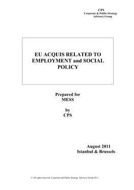 EU Acquis Communautaire Undertaken By