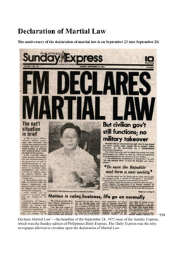 Declaration of Martial Law