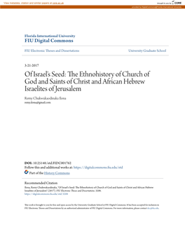 Of Israel's Seed: the Ethnohistory of Church of God and Saints of Christ