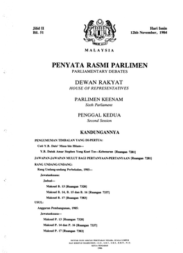 Penyata Rasmi Parlimen Parliamentary Debates