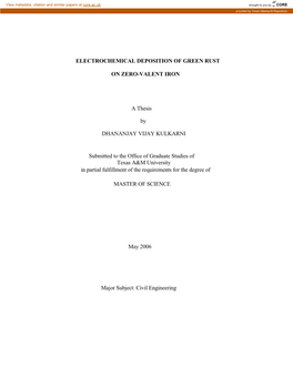 Electrochemical Deposition of Green Rust