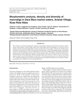 Morphometric Analysis, Density and Diversity of Macroalga in Dara Mara Marine Waters, Anarae Village, Nuse Rote Ndao