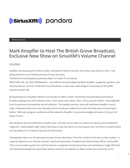 Mark Knop Er to Host the British Grove Broadcast, Exclusive New