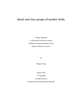 Ideals and Class Groups of Number Fields