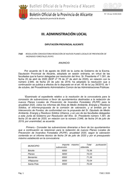 Butlletí Oficial De La Província D´Alacant Edita Excma