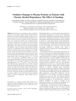 Oxidative Damage to Plasma Proteins in Patients with Chronic Alcohol Dependence: the Effect of Smoking