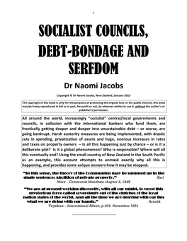 Socialist Councils, Debt-Bondage and Serfdom