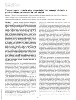 The Oncogenic Transforming Potential of the Passage of Single Particles