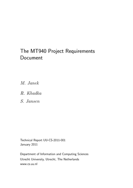 The MT940 Project Requirements Document