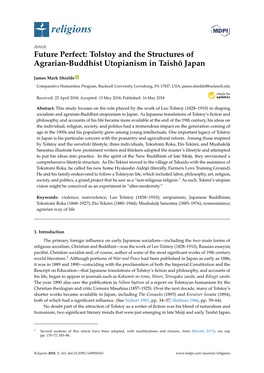 Tolstoy and the Structures of Agrarian-Buddhist Utopianism in Taisho¯ Japan