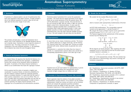 Anomalous Supersymmetry George Katsianis STAG Research Centre, Mathematical Sciences, University of Southampton