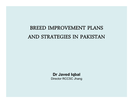 Breed Improvement Plans and Strategies in Pakistan