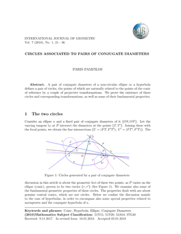 Circles Associated to Pairs of Conjugate Diameters Paris Pamfilos