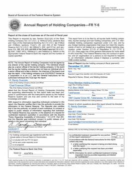 Annual Report of Holding Companies-FR Y-6