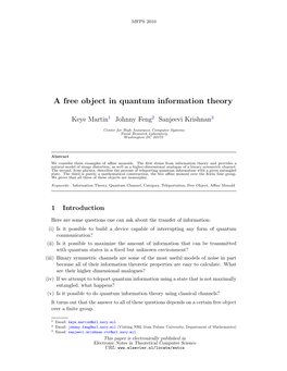 A Free Object in Quantum Information Theory