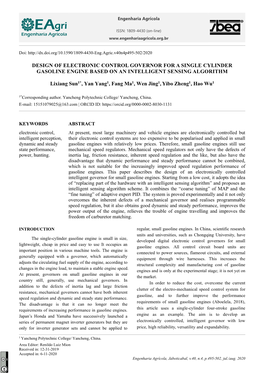 Design of Electronic Control Governor for a Single Cylinder Gasoline Engine Based on an Intelligent Sensing Algorithm