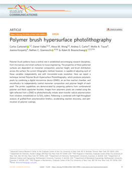 Polymer Brush Hypersurface Photolithography