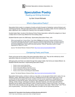 Speculative Poetry Reading and Writing Workshop