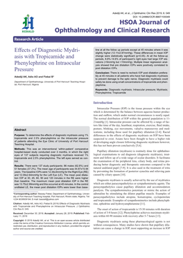 Asis with Tropicamide and Phenylephrine on Intraocular Pressure