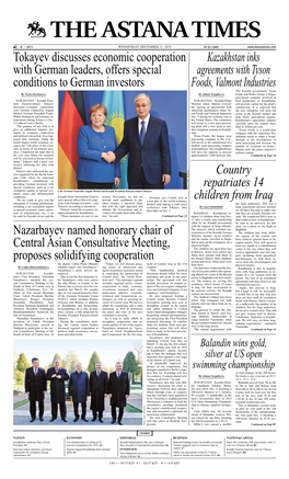 Country Repatriates 14 Children from Iraq Nazarbayev Named Honorary