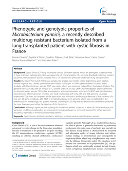 Phenotypic and Genotypic Properties of Microbacterium Yannicii, A